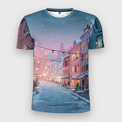 Футболка спортивная мужская Новогодняя улица, цвет: 3D-принт