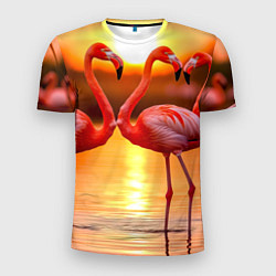 Мужская спорт-футболка Розовый закат с фламинго