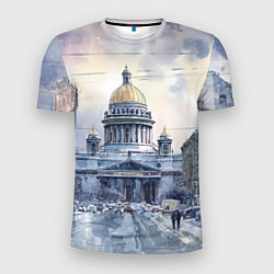 Футболка спортивная мужская Санкт-Петербург зимний город, цвет: 3D-принт