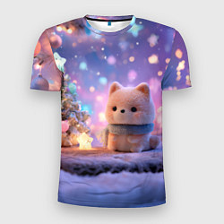 Футболка спортивная мужская Новогодний пушистый щенок, цвет: 3D-принт