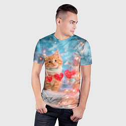 Футболка спортивная мужская Котенок и гирлянда из сердечек, цвет: 3D-принт — фото 2