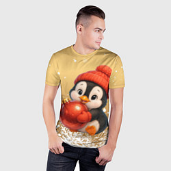 Футболка спортивная мужская Пингвинчик с новогодним шаром, цвет: 3D-принт — фото 2