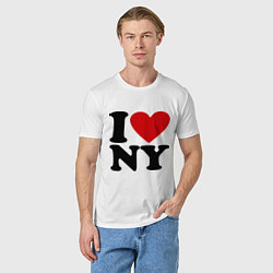 Футболка хлопковая мужская I love NY, цвет: белый — фото 2