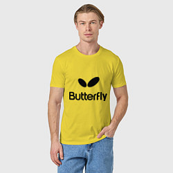 Футболка хлопковая мужская Butterfly Logo, цвет: желтый — фото 2