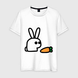Футболка хлопковая мужская Заяц и морковка, цвет: белый