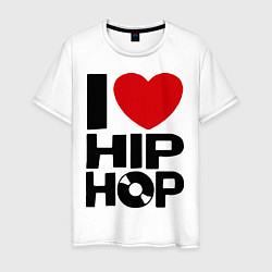 Футболка хлопковая мужская I love Hip Hop, цвет: белый