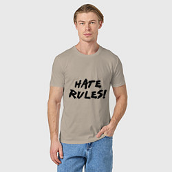 Футболка хлопковая мужская Hate rules, цвет: миндальный — фото 2