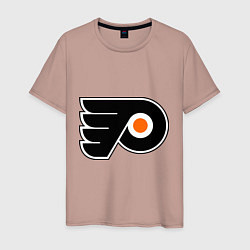 Футболка хлопковая мужская Philadelphia Flyers, цвет: пыльно-розовый