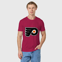 Футболка хлопковая мужская Philadelphia Flyers, цвет: маджента — фото 2