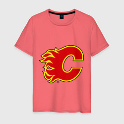 Футболка хлопковая мужская Calgary Flames, цвет: коралловый