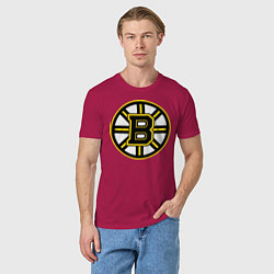 Футболка хлопковая мужская Boston Bruins, цвет: маджента — фото 2