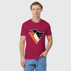 Футболка хлопковая мужская Pittsburgh Penguins, цвет: маджента — фото 2