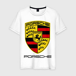 Футболка хлопковая мужская Porsche Stuttgart, цвет: белый