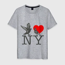 Футболка хлопковая мужская Birds: Love NY, цвет: меланж