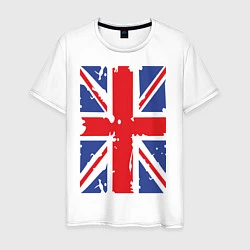 Футболка хлопковая мужская Британский флаг, цвет: белый