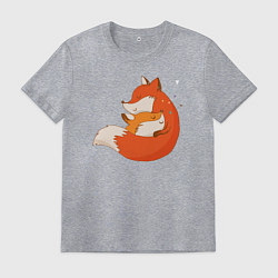 Футболка хлопковая мужская Лисички, цвет: меланж
