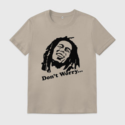 Футболка хлопковая мужская Bob Marley: Don't worry, цвет: миндальный