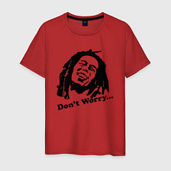 Футболка хлопковая мужская Bob Marley: Don't worry, цвет: красный