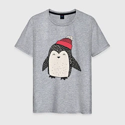 Мужская футболка Зимний пингвин-мальчик