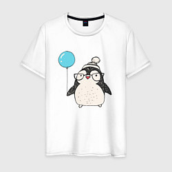 Мужская футболка Пингвин-мальчик с шариком