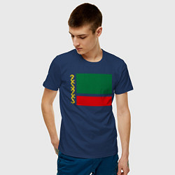 Футболка хлопковая мужская Чечня: флаг цвета тёмно-синий — фото 2
