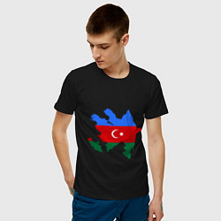 Футболка хлопковая мужская Azerbaijan map цвета черный — фото 2