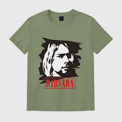 Футболка хлопковая мужская Nirvana: Kurt Cobain, цвет: авокадо