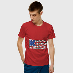Футболка хлопковая мужская KIss USA цвета красный — фото 2