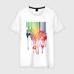 Футболка хлопковая мужская Color zebra, цвет: белый