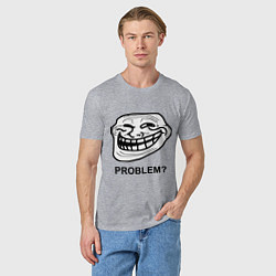 Футболка хлопковая мужская Trollface. Problem? Проблемы?, цвет: меланж — фото 2