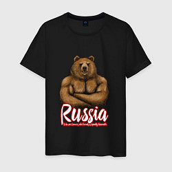 Футболка хлопковая мужская Russian Bear, цвет: черный