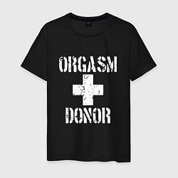 Футболка хлопковая мужская Orgasm + donor, цвет: черный