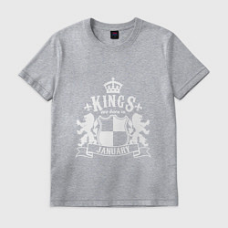 Футболка хлопковая мужская Kings are born in January, цвет: меланж