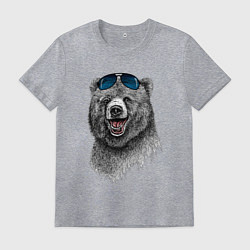 Футболка хлопковая мужская Медведь в очках, цвет: меланж