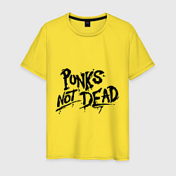 Футболка хлопковая мужская Punks not dead, цвет: желтый