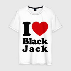 Футболка хлопковая мужская I love black jack, цвет: белый