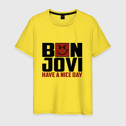 Футболка хлопковая мужская Bon Jovi: Nice day, цвет: желтый