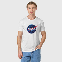 Футболка хлопковая мужская NASA: Cosmic Logo, цвет: белый — фото 2