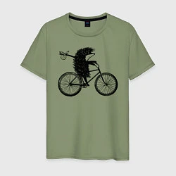 Мужская футболка Ежик на велосипеде