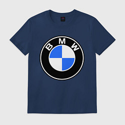 Футболка хлопковая мужская Logo BMW, цвет: тёмно-синий