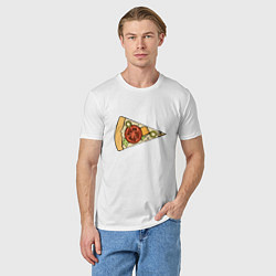 Футболка хлопковая мужская Твой кусочек пиццы, цвет: белый — фото 2