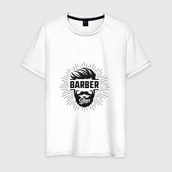 Футболка хлопковая мужская Barber Shop, цвет: белый