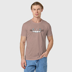 Футболка хлопковая мужская Totoro face, цвет: пыльно-розовый — фото 2