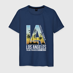 Футболка хлопковая мужская Los Angeles Summer цвета тёмно-синий — фото 1