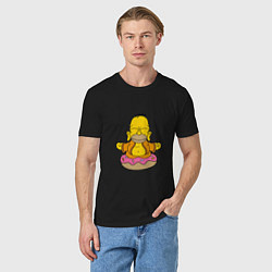 Футболка хлопковая мужская Гомер на пончике, цвет: черный — фото 2