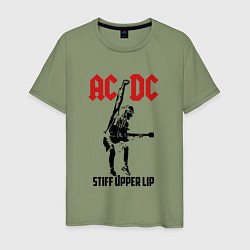 Футболка хлопковая мужская AC/DC: Stiff Upper Lip, цвет: авокадо