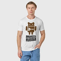 Футболка хлопковая мужская Android Russia, цвет: белый — фото 2
