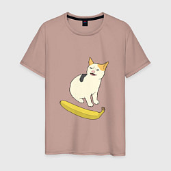 Мужская футболка Cat no banana meme