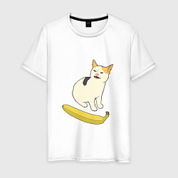 Мужская футболка Cat no banana meme