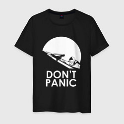 Футболка хлопковая мужская Elon: Don't Panic цвета черный — фото 1